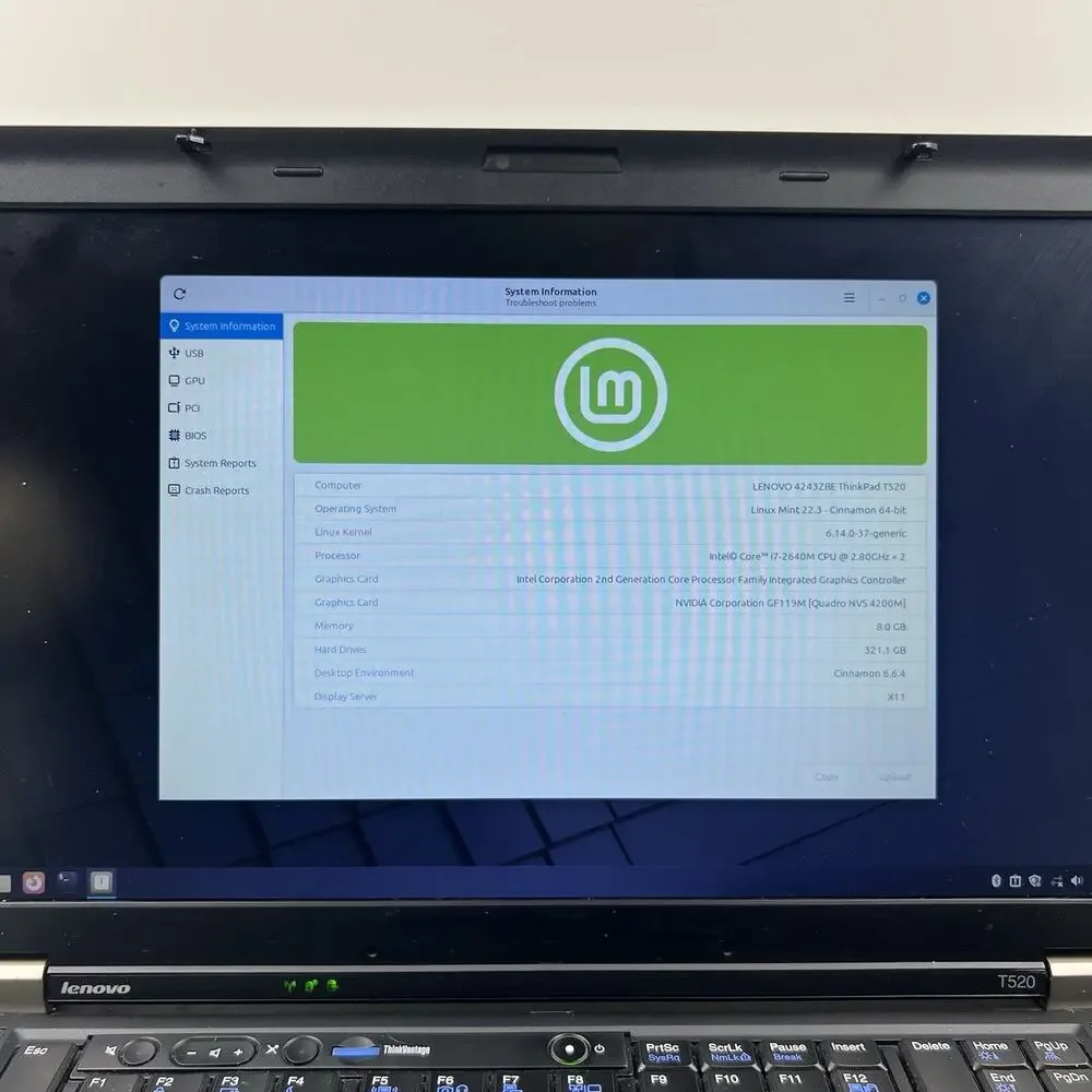 Lenovo ThinkPad T520 Intel i7-2640M 8GB 320GB HDD Linux Mint OS w/Charger|ELP101
